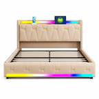 Aure Bluetooth LED Bedframe met Opbergruimte op witte achtergrond