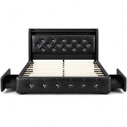 Celeste LED Bedframe met Opbergruimte op witte achtergrond