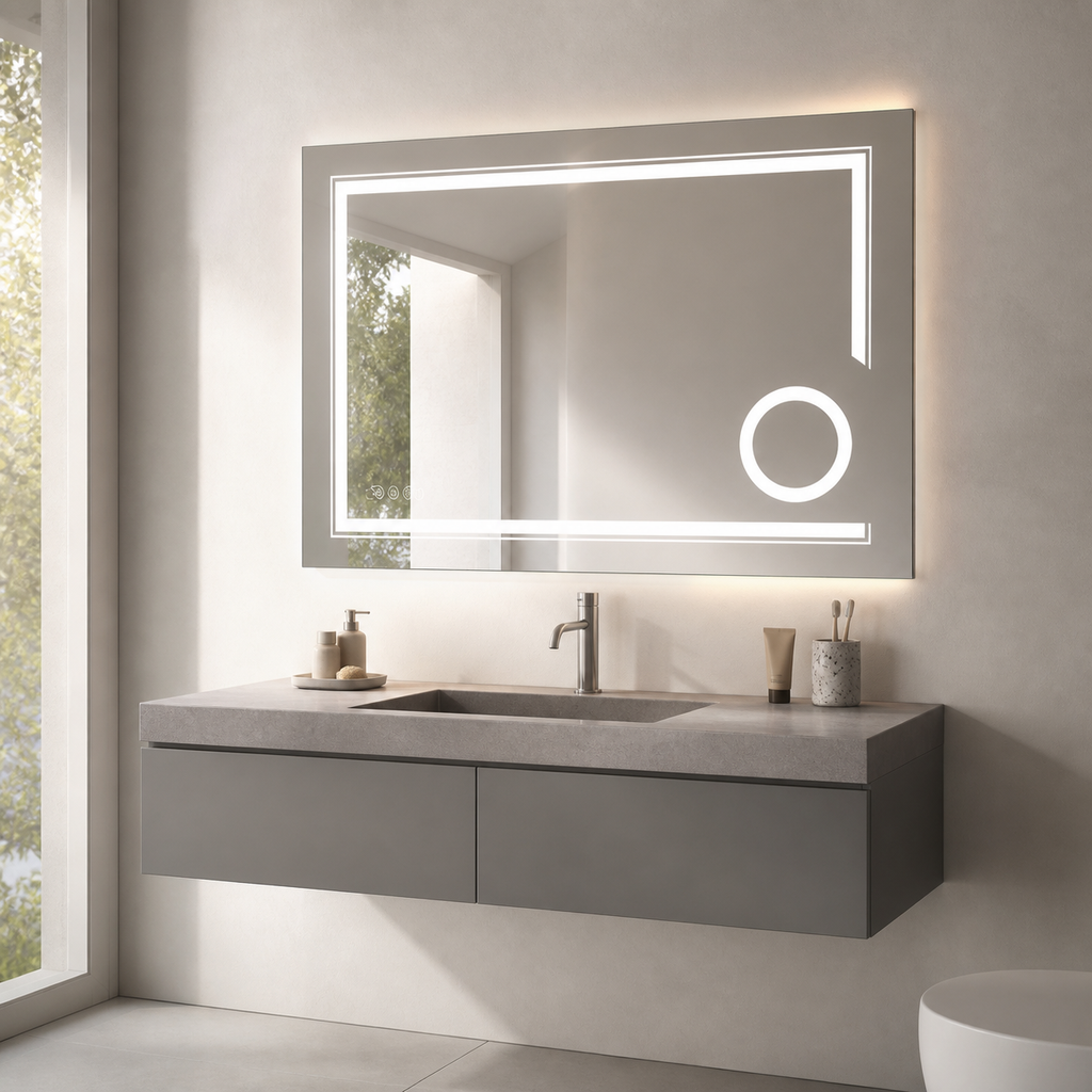 Sivableu focus LED badkamerspiegel - lifestyle day