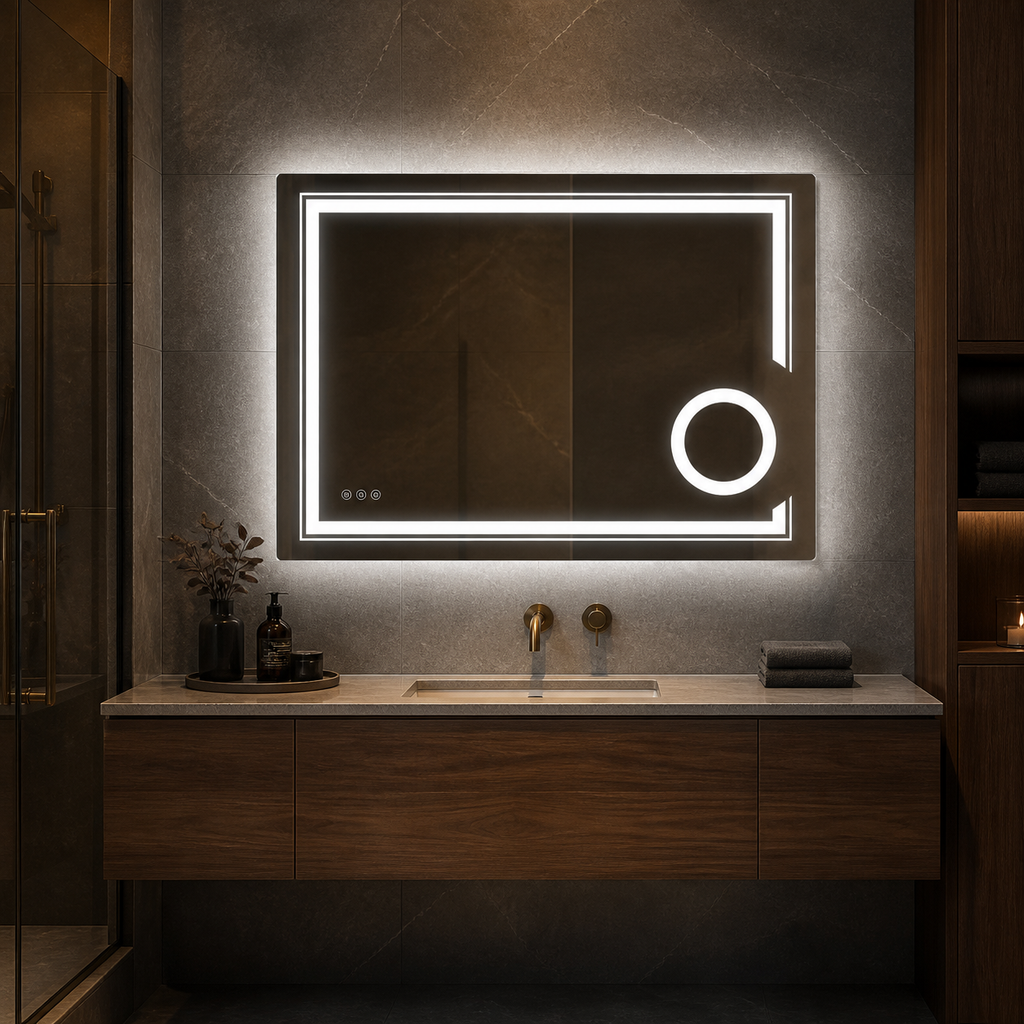 Sivableu focus LED badkamerspiegel - lifestyle evening