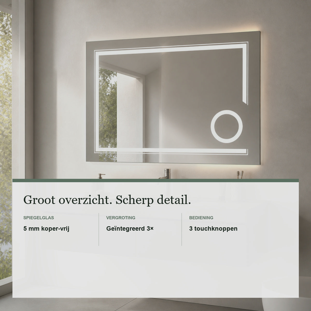 Sivableu focus LED badkamerspiegel - specificaties