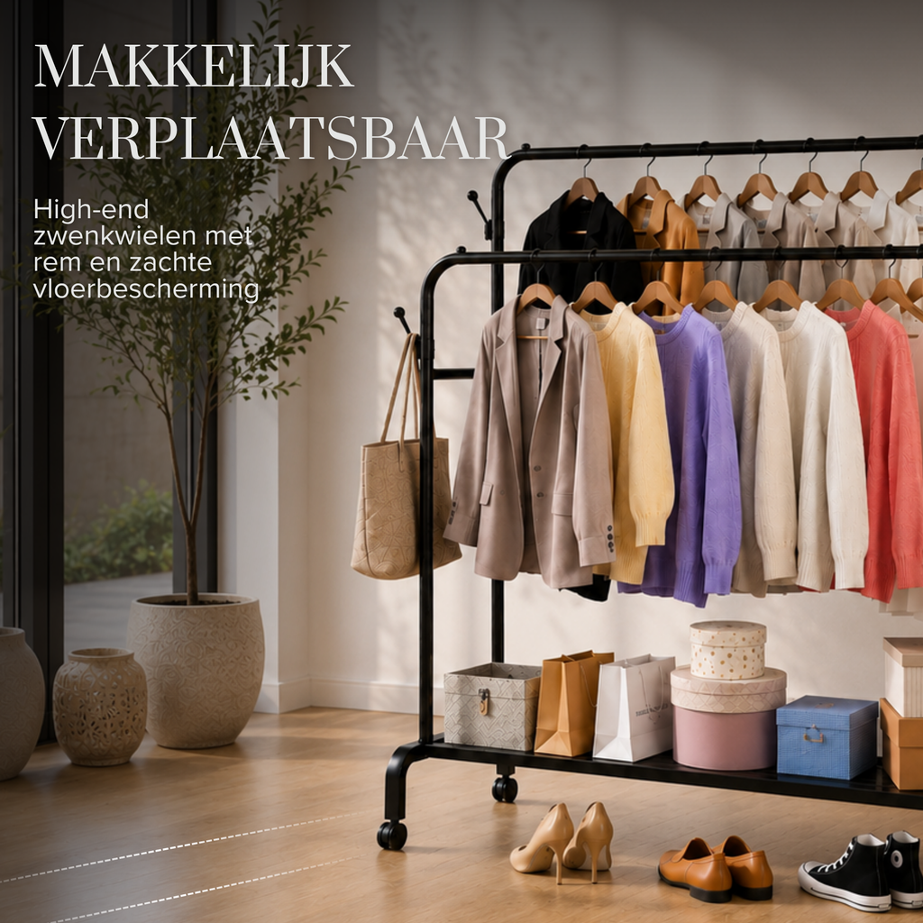 Verrijdbaar Sivableu Kledingrek XL met geremde zwenkwielen