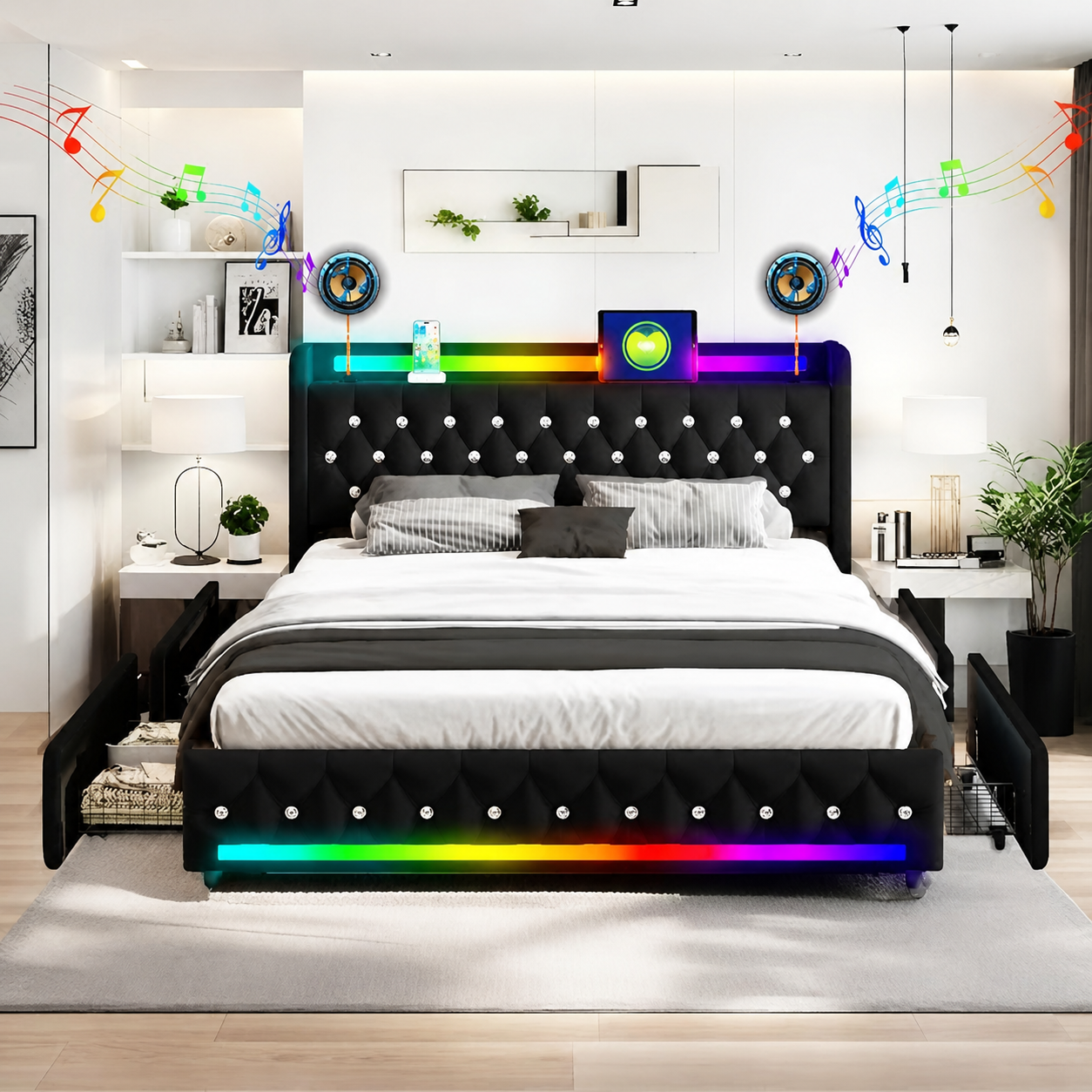 Lumi Bluetooth LED Bedframe - HD productbeeld 1