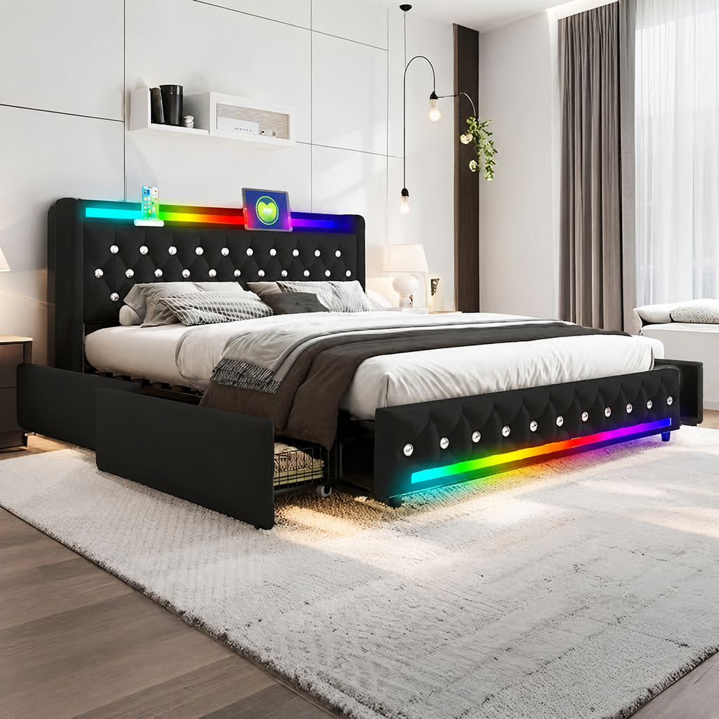 Lumi Bluetooth LED Bedframe - HD productbeeld 2