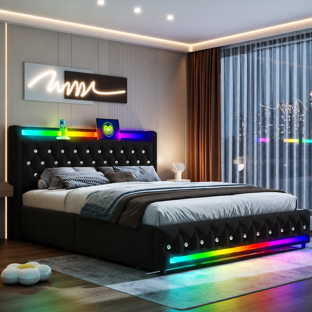 Lumi Bluetooth LED Bedframe - HD productbeeld 3