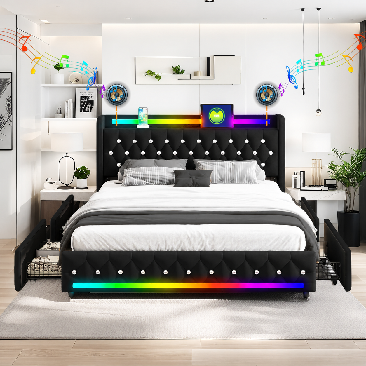 Lumi Bluetooth LED Bedframe - HD productbeeld 4