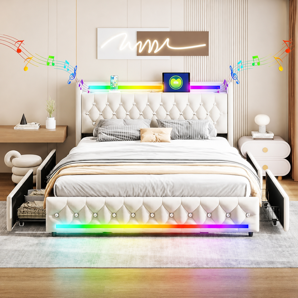 Lumi Bluetooth LED Bedframe - HD productbeeld 5