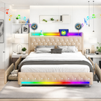 Lumi Bluetooth LED Bedframe - Beige