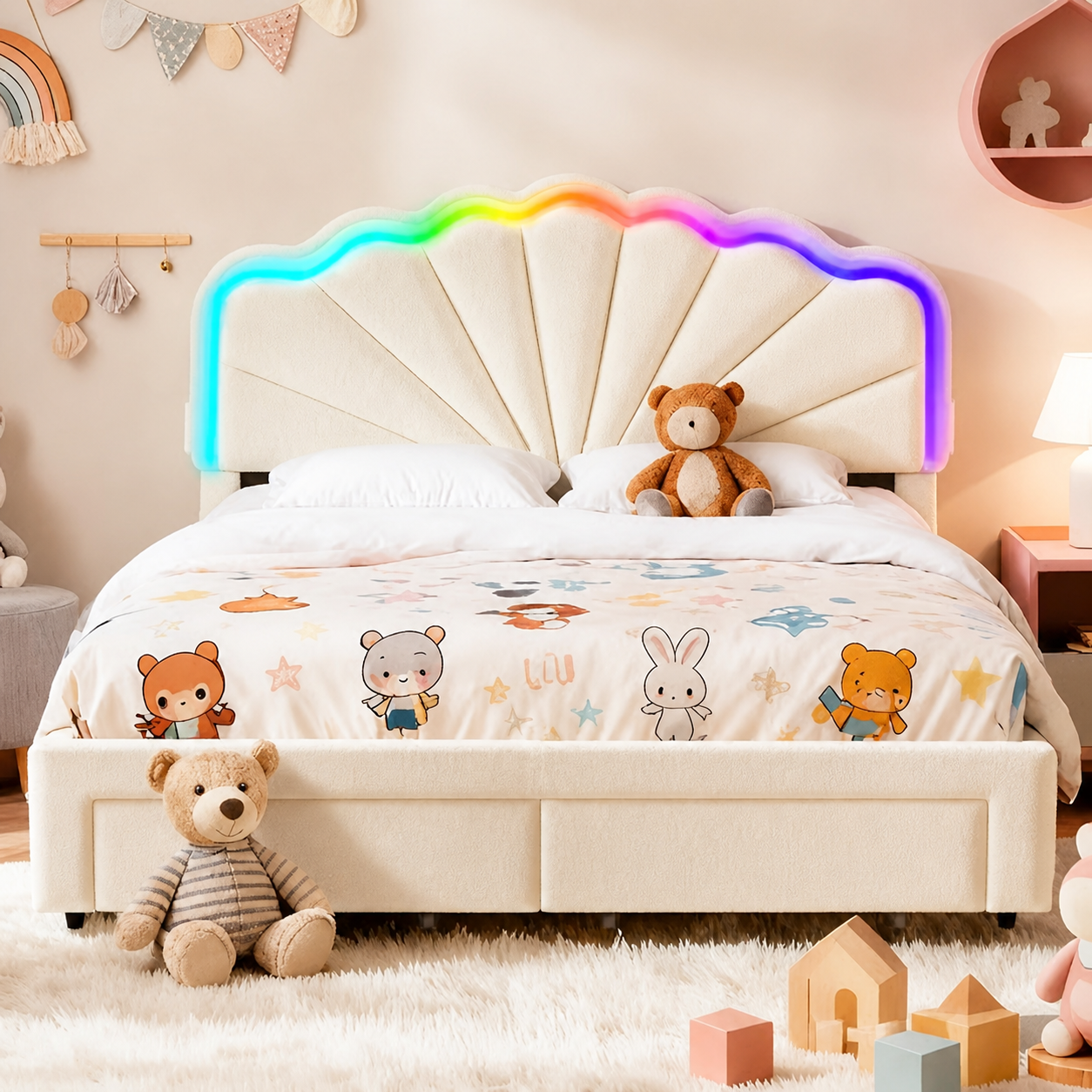 Nola Teddy LED Bedframe - HD productbeeld 1