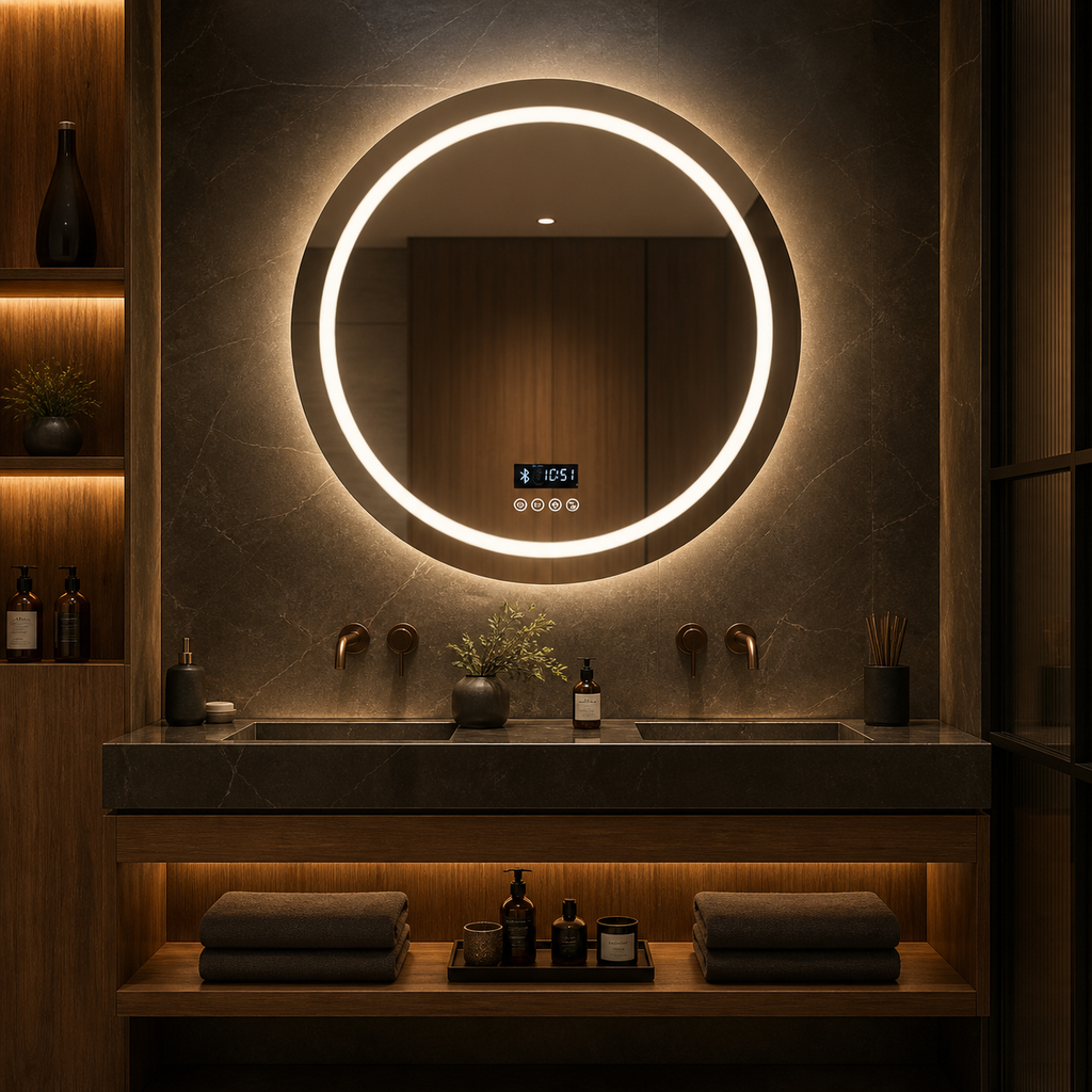 Sivableu sound LED badkamerspiegel - lifestyle evening