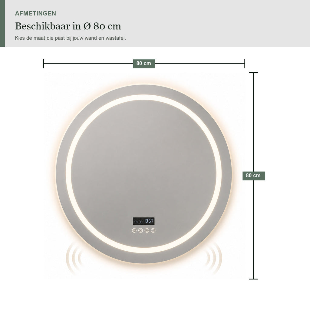 Sivableu sound LED badkamerspiegel - afmetingen