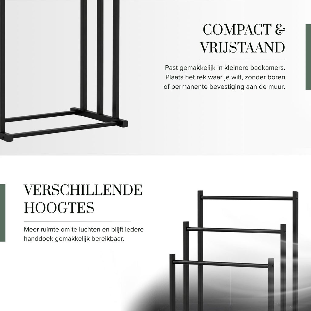 Vrijstaand en compact handdoekrek voor de badkamer