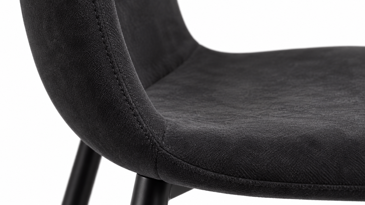 Detailfoto van Orbis Eettafelset met 3 Marie Stoelen - Zwart / Donker hout