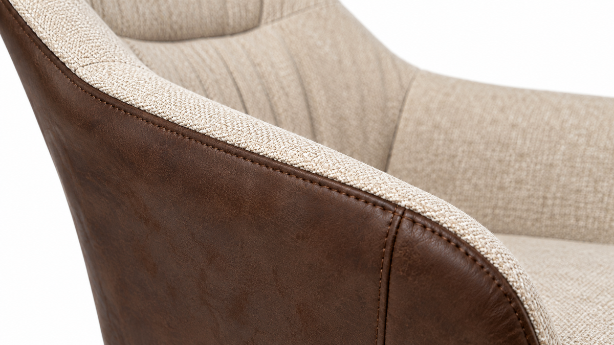 Detailfoto van Orbis Eettafelset met 4 Loren Stoelen - Zwart / Beige / Bruin
