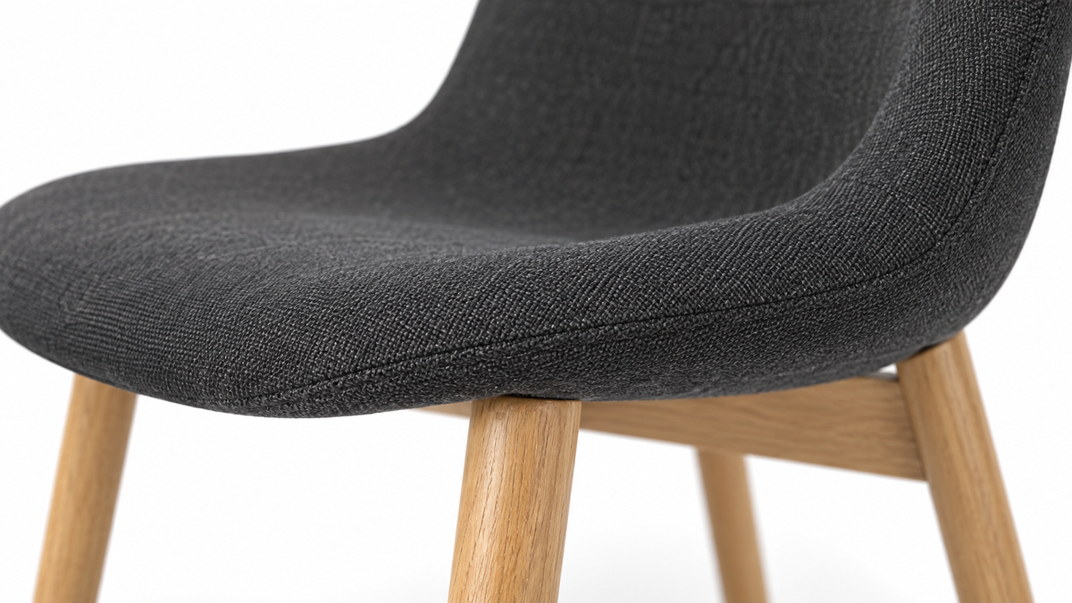 Detailfoto van Scandinavia Eettafelset met 4 Marie Stoelen - Wit / Donkergrijs