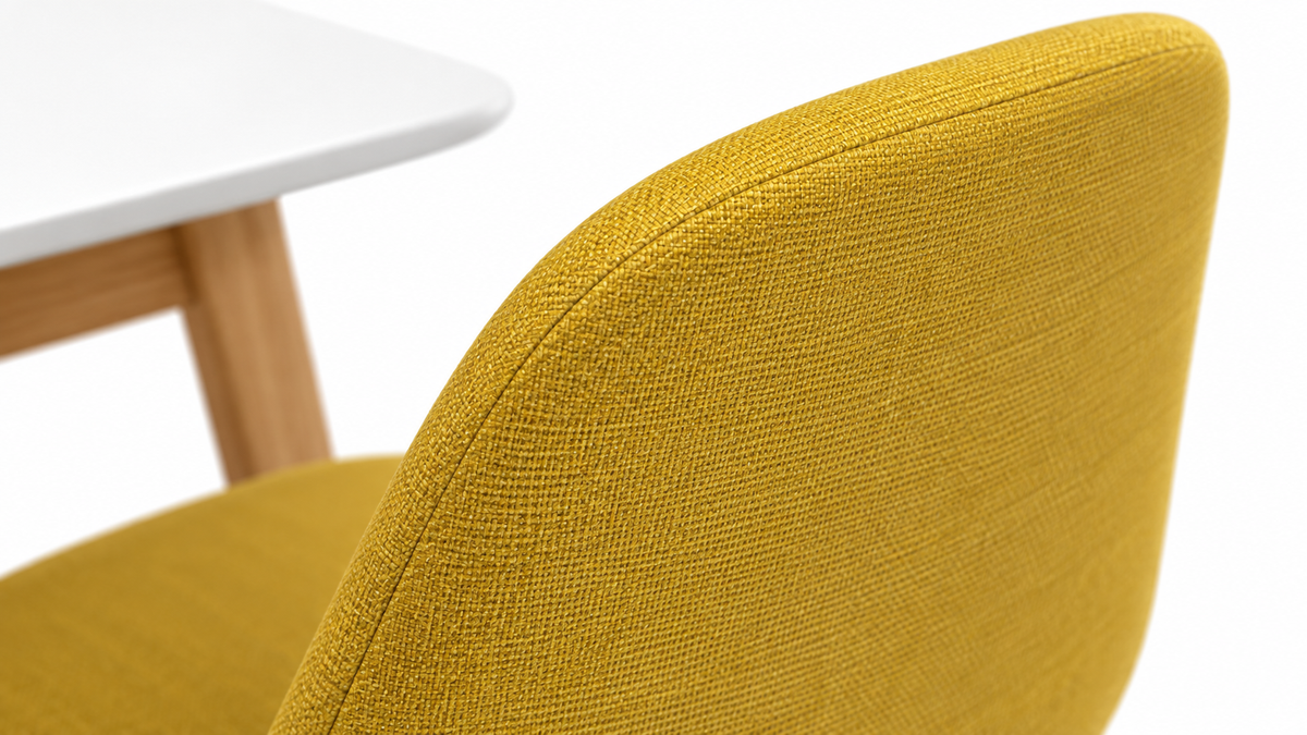 Detailfoto van Scandinavia Eettafelset met 4 Marie Stoelen - Wit / Geel