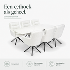 Terron Eettafelset met 6 Enzo Stoelen - Wit infographic
