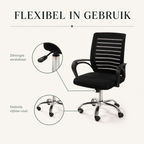 TORNO infographic verstelbare zithoogte en stabiele vijfster-voet